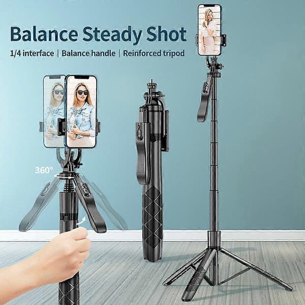 Telefon Selfie Stick, Foldbart Monopod Stativ, Sort