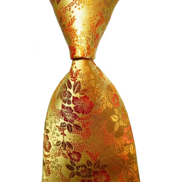 Klassisk blommig gult guld JACQUARD vävd siden mäns slips slips del bröllop