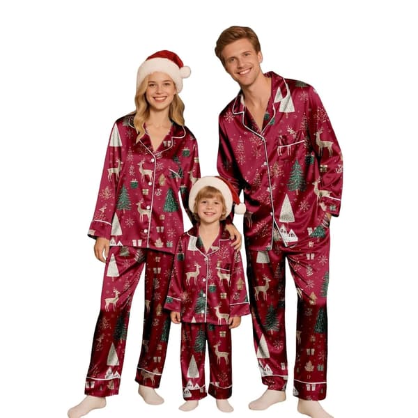 Matchende julepyjamassæt til familien i silke, afslappet matchende sæt til far Father XL