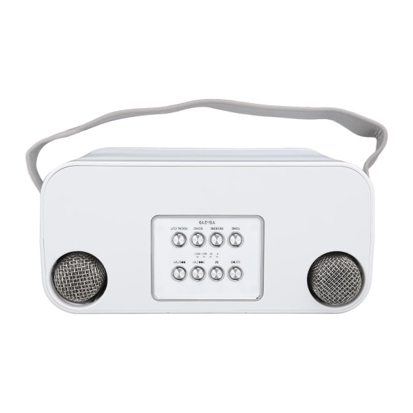 YS219 Karaoke Machine 10W Karaoke Højttaler med 2 Trådløse Mikrofoner Bærbart Håndtag Karaoke System til Party Home Hvid