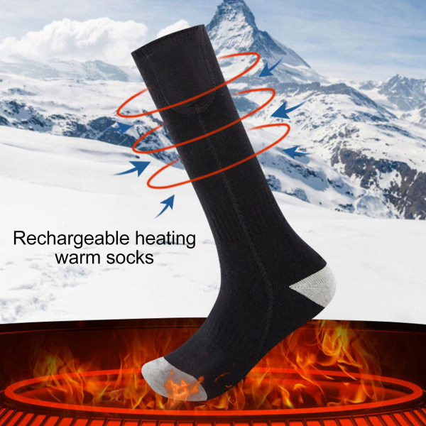 Elektriske opvarmede sokker Genopladeligt batteri Opvarmede termiske sokker Udendørs Vinter Bomuld Varme Sokker til Mænd Kvinder Sort