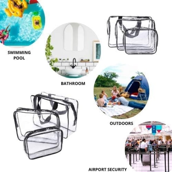 Set med 3 transparenta väskor Black Svart