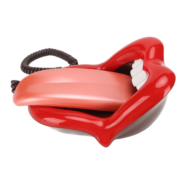 Stor tungeformet fasttelefon Søt stor rød tungetelefon med ledning for hjemme- og kontordekorasjon