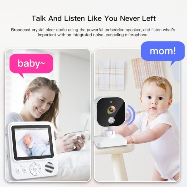 Videomonitor med kamera 2.4G-overføring, babycall med 2-veis lyd, infrarødt nattsyn—pa