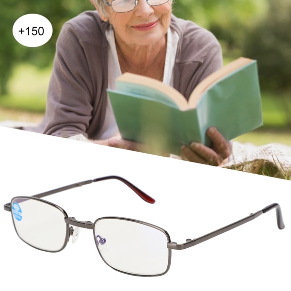 Läsglasögon Blått ljusblockerande anti trötthetsvikt Presbyopiska glasögon glasögon för män kvinnor (+150 svart båge)