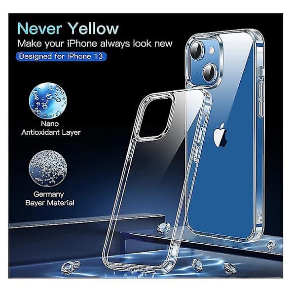 Stødsikkert etui i militærkvalitet til iPhone 13 - Holdbart PC & blødt TPU transparent beskyttelse
