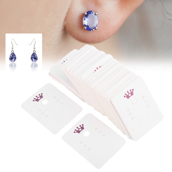 100 stk bærbart øreringe displaykort ørestikker pakkekort smykker tilbehør (3,8 x 4,8 cm)
