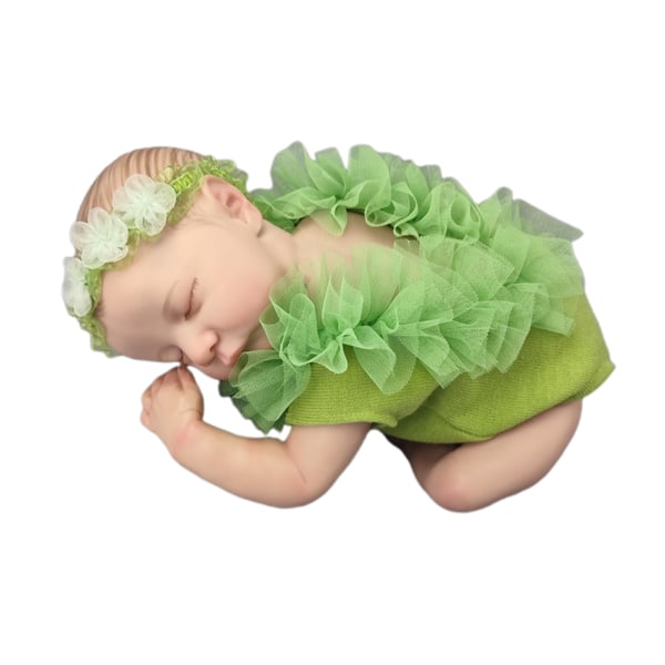 Nyfödda baby Söta volangspetsbyxor med blompannband