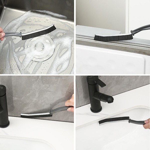 Holdbar Fugerensningsbørste Køkken Toilet Fliser Samlinger Døde Vinkler Hård Børste Rengøringsbørster til Brusergulvlinje 1/2/3/4/5 stk Black 4PCS