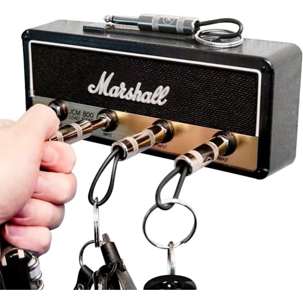Veggmontert nøkkelholder, gitar nøkkelkroker, JCM800 Standard gitar nøkkelring, gitarforsterker nøkkelholder krok med 4 nøkkelholdere, svart White