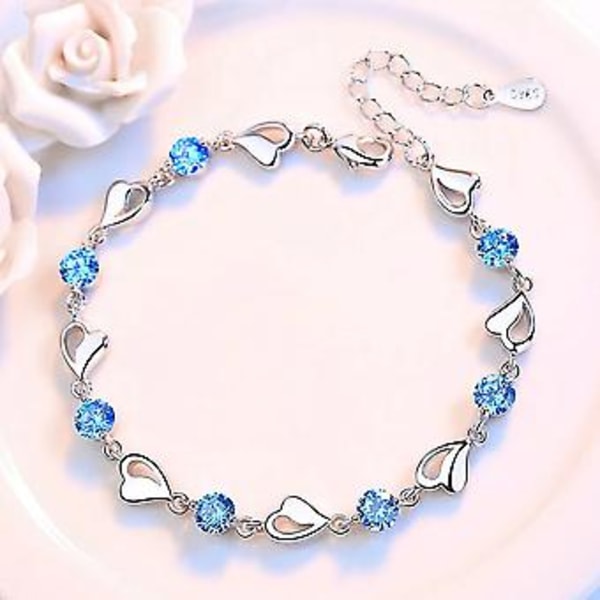 925 Sterling Silver Zirkon Älskare Hjärtformade Armband Kristaller För Kvinnor Alla Hjärtans Dag Present Bröllopsfest Ädla Smycken