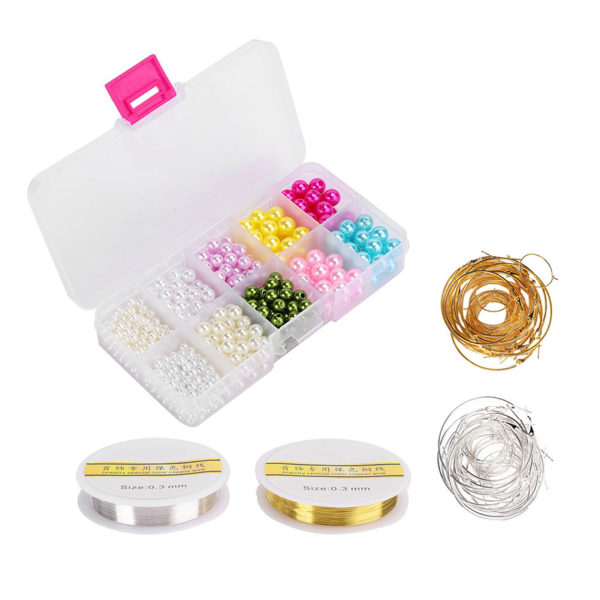 DIY Craft Faux Pearl Ring Kobberwire Kit Armbånd Halskjeder Crafting smykker Making Supplies