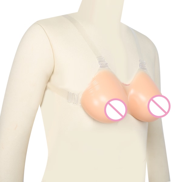 Silikone brystform gennemsigtig skulderrem Kunstige falske bryster til mastektomi Crossdresser 800g