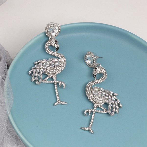 Delikat legering kvinner anheng øredobber fugl form rhinestone dekorasjon øredobber fest smykker