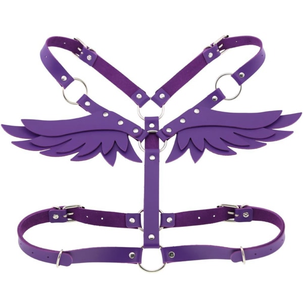 AngeL's Wing Women Nahkainen korsetti Crossed Strap -puku Body-rintaliivit Vyötärövyö Bondage (violetti)