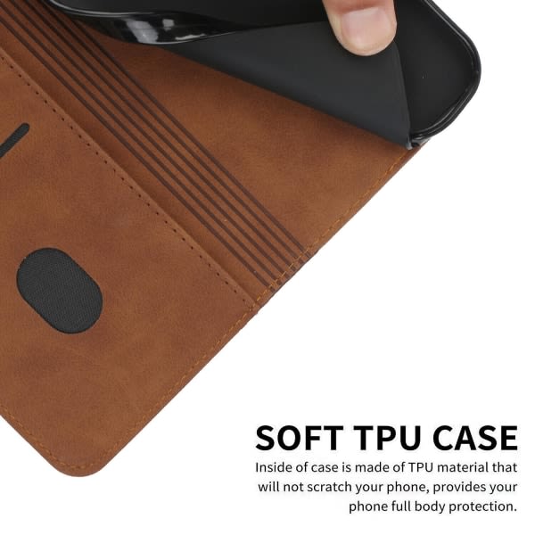 Iphone X/ cover Case Pu Läder Folio Etui Handytasche Coque Magnetic - Brun