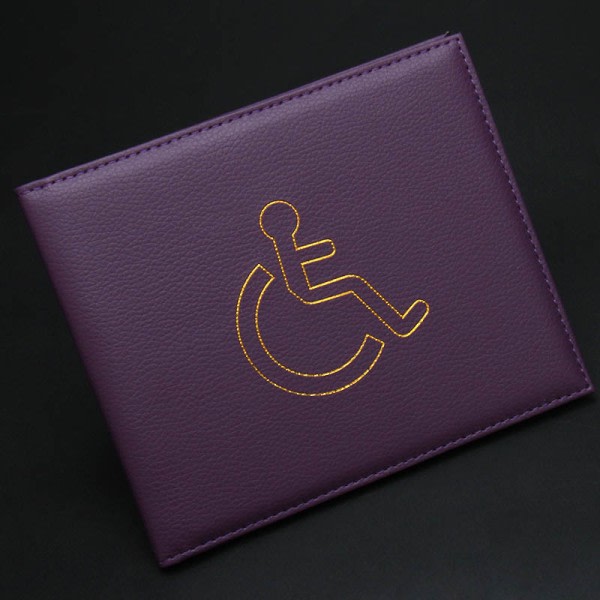 Lila-handikappad ID-korthållare ja ajastin, Pu-läder ID-korthållare
