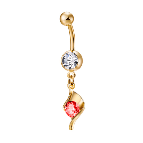 Fasjonabel personlig zirkon navlering magering navle smykker gave til kvinner (rød)