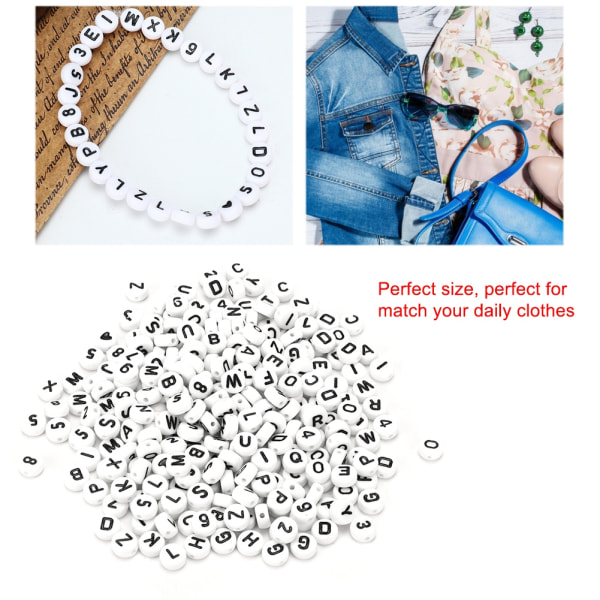 DIY digitalt engelsk alfabet nummer Armbånd Halskæde Smykkefremstilling perler (runde)