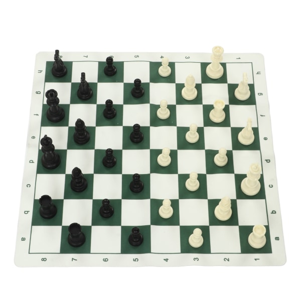 Skaksæt med PP skakbrikker imiteret læder PU skakbrætbinding Fløjlstaske Rejseskakbrætspilssæt til børn