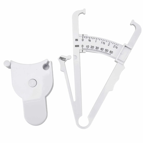 Skin Fat Caliper Press Type Clip Clear Scales Høy nøyaktighet mm Inch Body Measure Tape Hvit