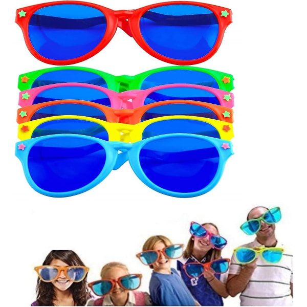 6 deler Jumbo Solglasögon Plast Färgglada Jumbo Glasögon For Beach Costume Fancy