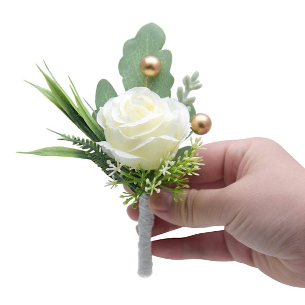 2 stk Bryllupsboutonniere Kompatibel med Brudgom og Best Man Kostume Dekoration Kunstige Roser 1