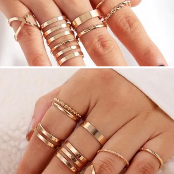 8st Vintage Ring Set Stapelbar Elegant Långvarig Guld Knuckle Ring Set för kvinnor