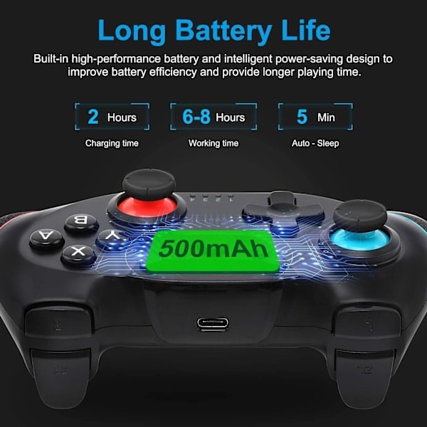 Paris_Switch Pro-kontroller med väckningsfunktion, trådlös Switch-kontroller med 6-axligt gyro för Switch/Switch OLED/Switch Lite