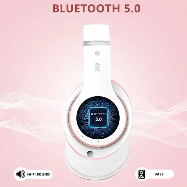 Bluetooth-hodetelefoner Over Ear, med HD-mikrofon, FM, TF for PC