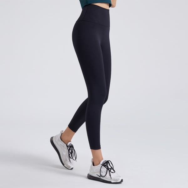 Capri-leggings med hög midja för kvinnor - Mjuk smal magkontroll - Träningsbyxor för löpning Cykling Yoga träning (svart, M M