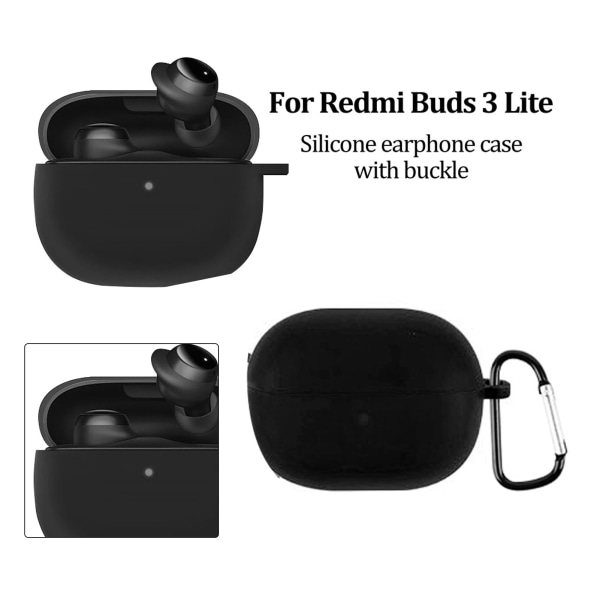 Case Cover Skyddande bärbar silikon case med karbinhake för Redmi Buds 3 Lite
