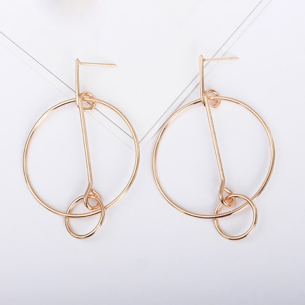 Udsøgte kvinder mode legering geometri cirkel ørestikker smykker gave (guld)