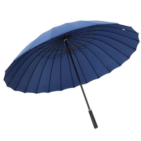 Pitkävartinen sateenvarjo 24 Rib Suuri Tuulenpitävä Vahvistettu Suora Sateenvarjo Ulkokäyttöön Lahja Tummansininen