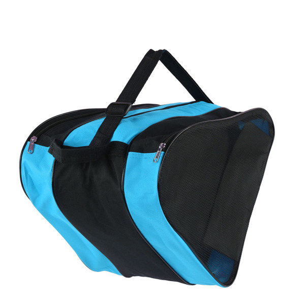 Skøjtepose fortykket 3-lags trekant vandtæt rulleskøjtetaske med justerbar rem til udendørs blå