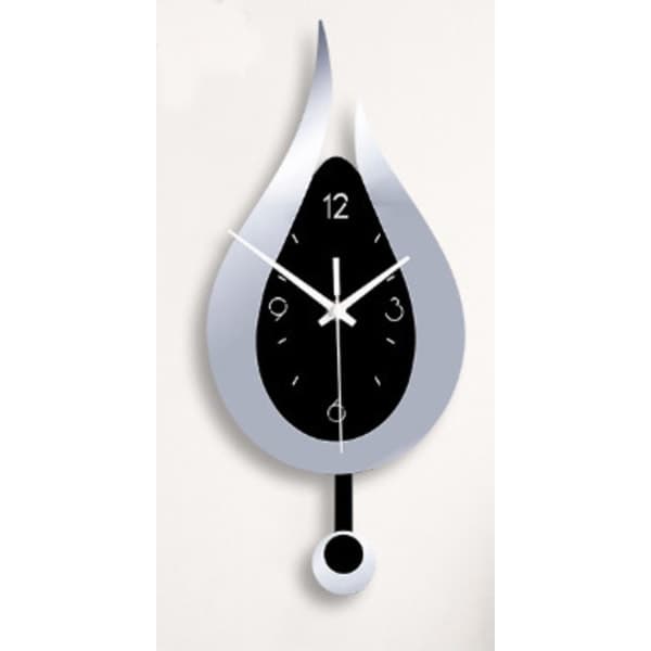 Vattendroppe Swing Väggklocka Modern Design Vardagsrum Väggklocka Silver