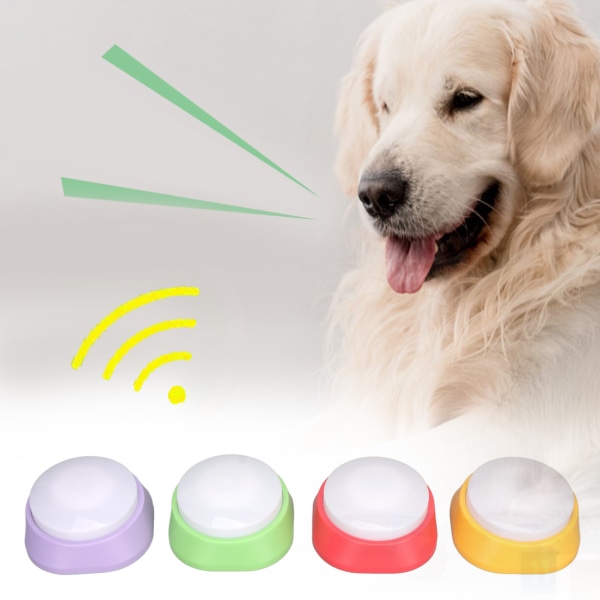 4 st Röstinspelningsknapp Flerfärgad inspelningsbar hund Interactive Press Buzzer för Pet Communication Training