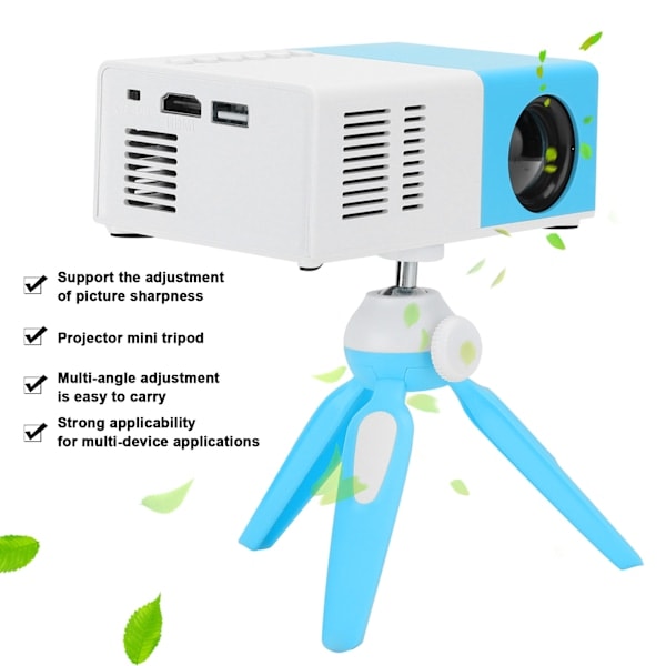 J9 Mini Kannettava Projektori LED Kotiteatteri Videomedia Soitin Projektori Jalustalla 100‑240V Valkoinen Sininen AU-pistoke