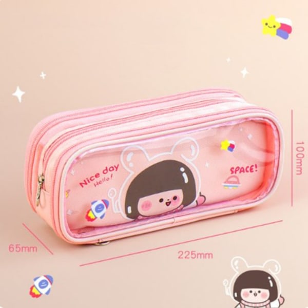 Gennemsigtig etui Kawaii brevpapiretui PINK Pink Pink