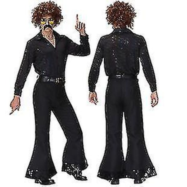 Halloween kostym Vuxen vintage 70-tals disco paljett par kostym bar nattklubb prestanda kostym 165cm