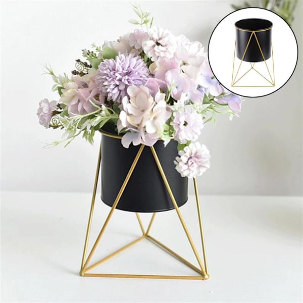 Metal Blomsterpotte med Stativ Sukkulenter Planteholder Nordisk Stil Black S