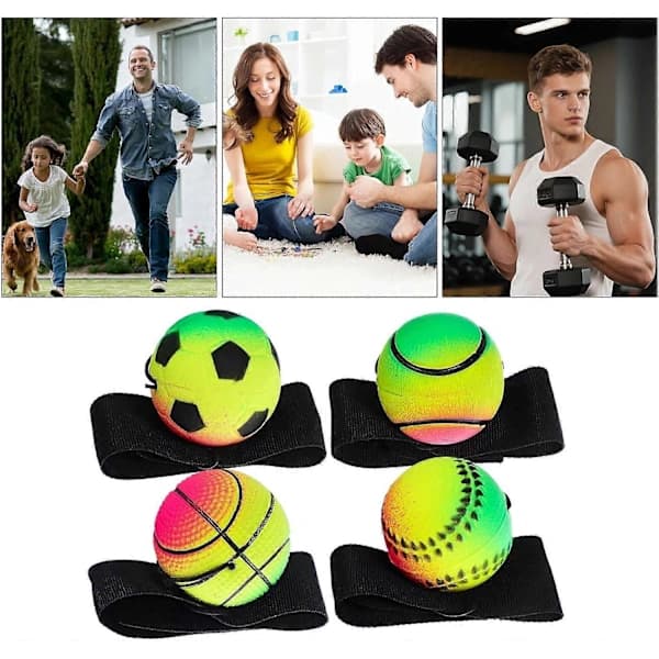Studsboll, Elastisk handledsträningsboll 4-delars set för gym, hem, barn