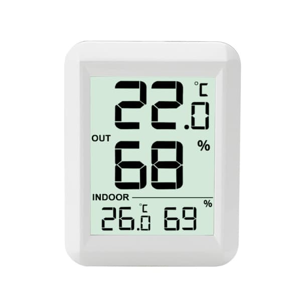 Trådlös termometer och hygrometer för inomhus/utomhusbruk, vit