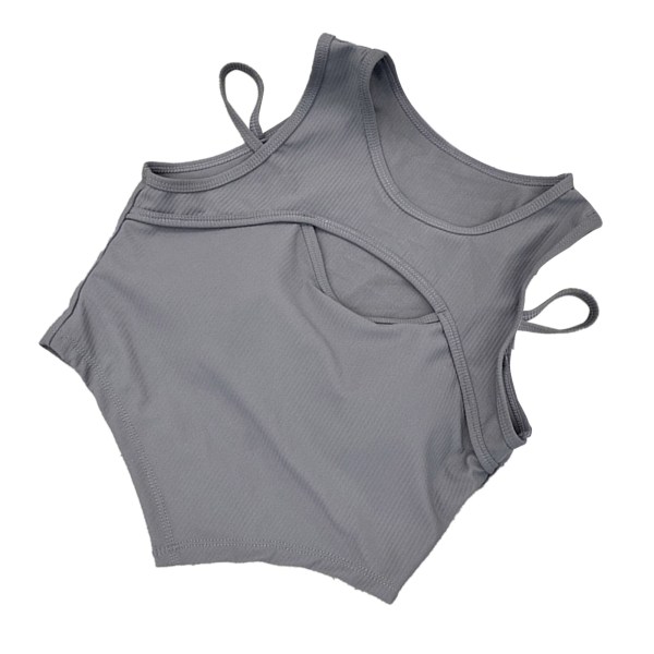 Kvinnor falskt 2-delat linne Trendigt bekvämt kort ihåligt linne med BH-kuddar för daglig grå fri storlek (40–62,5 kg / 88,2–137,8 lb)