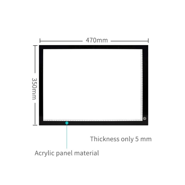 INF LED-lysbord tegnebrett med skala A3