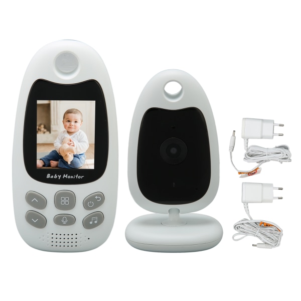 Video babymonitor med kamera 2,0 tommer LCD-skjerm Night Vision Temperaturovervåking 2 Way Talk 100?240V EU-plugg