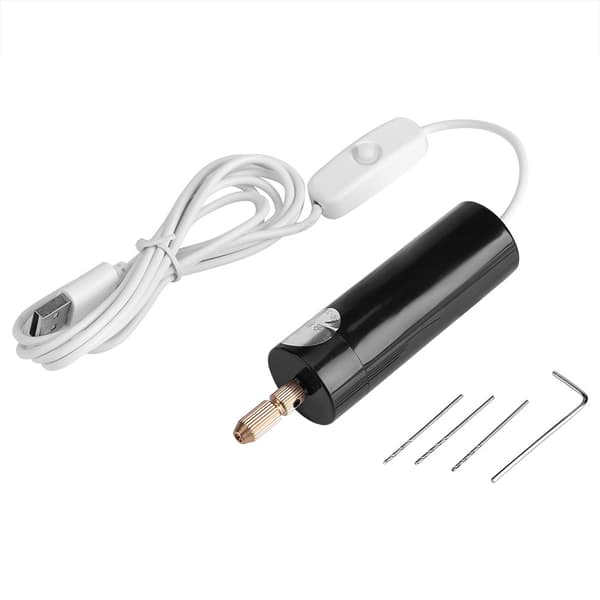 Mini bærbar elektrisk drill USB liten chuck verktøy med 3 bits