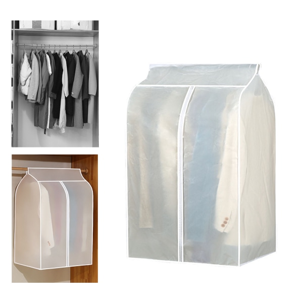 Stort plaggdeksel Gjennomsiktig Enkelt å installere Hengende klær Oppbevaringspose Støvdeksel med krok og løkke