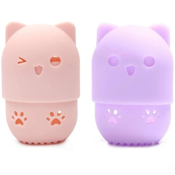 Svamp holder til makeup, 2 stk. Svamp holder til makeup blendere, Sød kat