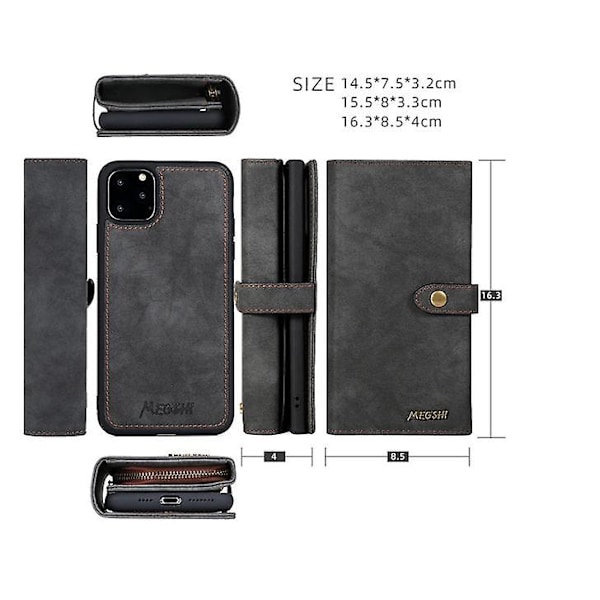 iPhone 11 - Plånboksfodral / Magnet Skal 2 Färg Brun Brown For iPhone 11 Coffee-Red